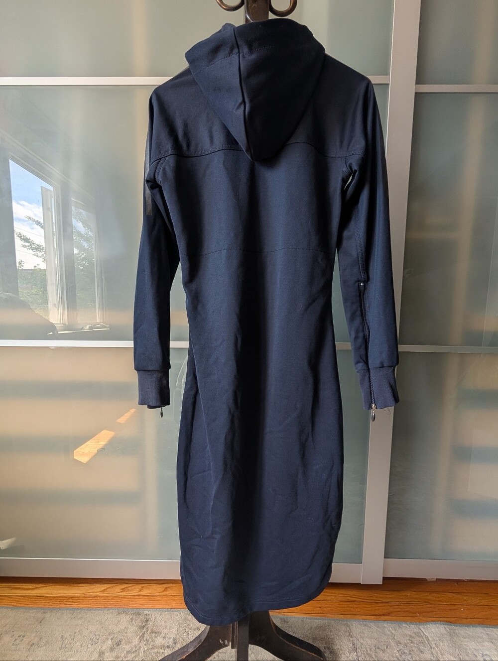 📼Rare Vintage adidas Safety Long Navy Hooded Full Zip Long Track Jacket Dress S - Picture 13 of 13